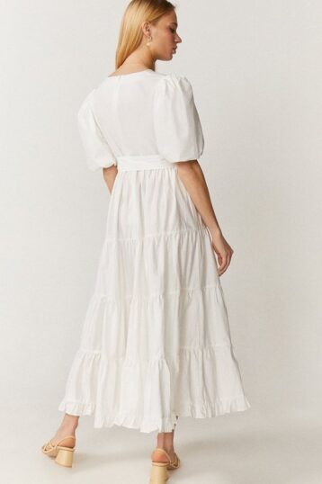 Coast Tiered Cotton Poplin Maxi Dress, White - Image 2