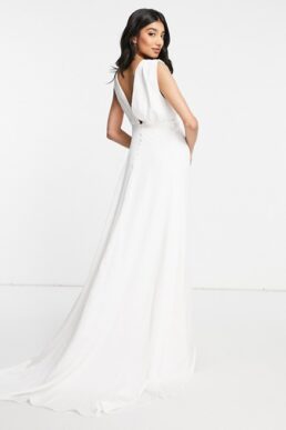 Y.A.S Bridal maxi dress with button detail and train in white