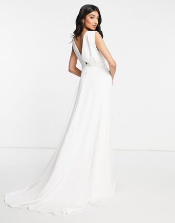 Y.A.S Bridal maxi dress with button detail and train in white