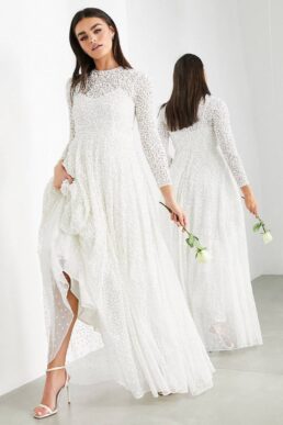 ASOS EDITION Dominique embellished wedding dress with full skirt White