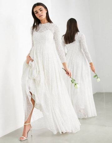 ASOS EDITION Dominique embellished wedding dress with full skirt White