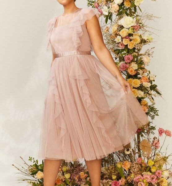 ruffle mesh dress