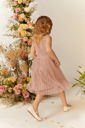 Coast Girls Sequin Pleated Skirt Bridesmaids Dress Blush