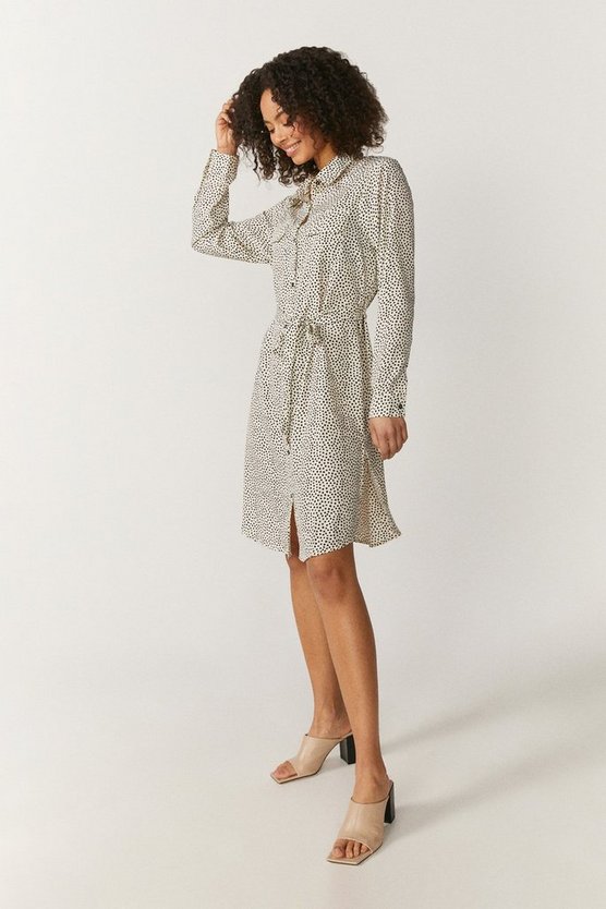 Brave Soul Mono Print Mini Shirt Dress