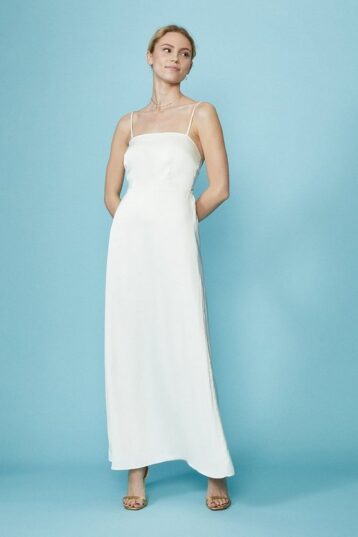 Coast Satin Cami Bridal Dress With Bow Back Detail Ivory