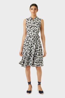 Hobbs Belinda Floral Fit And Flare Dress Black White