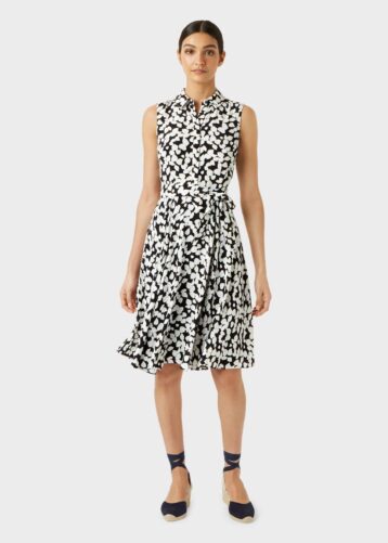 Hobbs Belinda Floral Fit And Flare Dress Black White