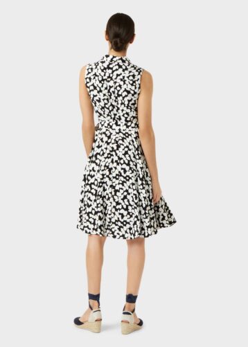 Hobbs Belinda Floral Fit And Flare Dress, Black/White - Image 2