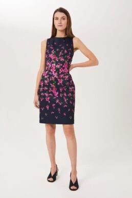 Hobbs Moira Ottoman Floral Shift Dress Pink Navy