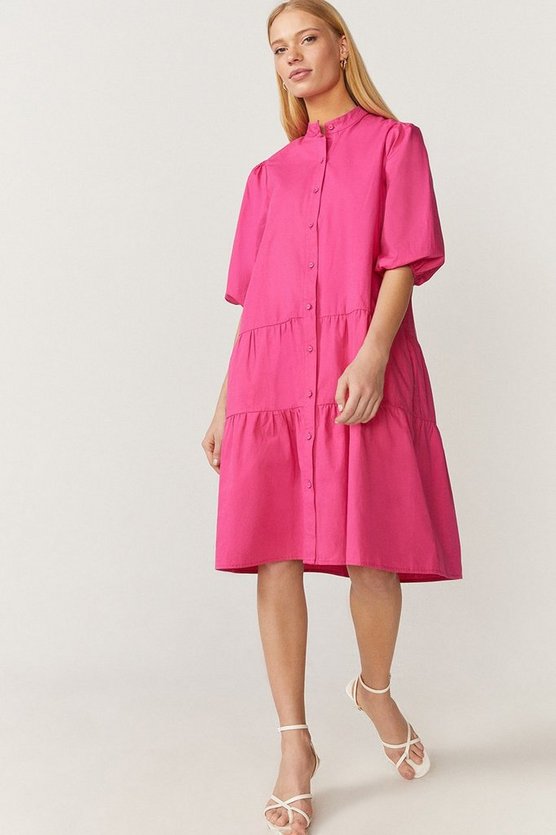 Button Through Poplin Smock Dress