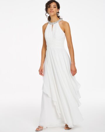 Joanna Hope Embellished Halterneck Bridal Maxi Dress White