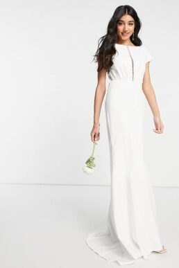 Y.A.S Bridal maxi dress with empire line waist and cut out front in white