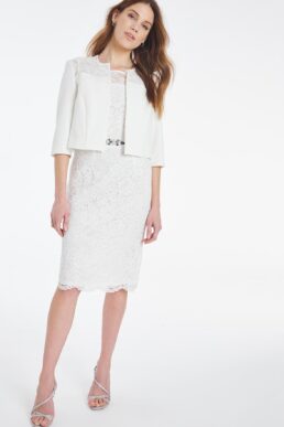 Nightingales Ivory Lace Shift Dress And Jacket White