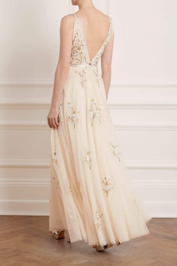 Needle & Thread Bridal Petunia maxi dress with floral embroidery in ivory