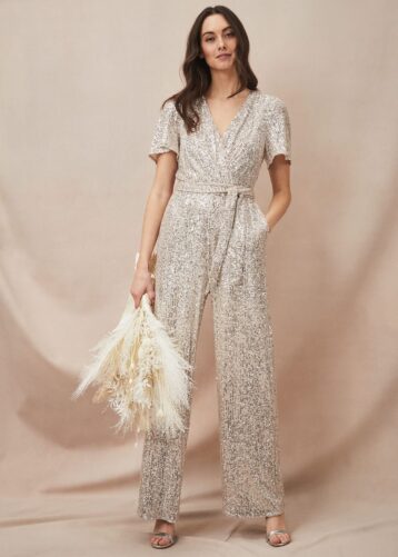 Phase Eight Alessandra Sequin Embellished Jumpsuit Silver