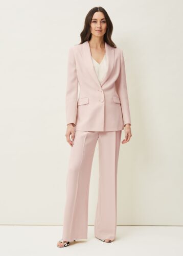 Phase Eight Cadie Wide Leg Suit Trousers Antique Rose Blush Pink