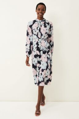 Phase Eight Ella Floral Print Dress Black Blue Pink