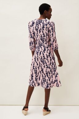 Phase Eight Jean Floral Midi Wrap Dress Pink Navy
