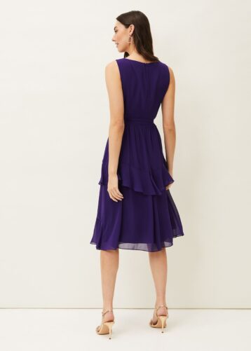Phase Eight Breesha Belted Dress, Violet/Purple - Image 2