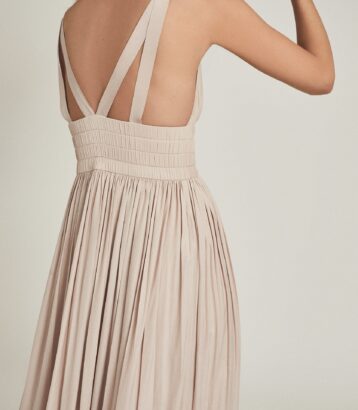 Reiss Saffy Plunge Neckline Midi Dress, Blush/Light Pink - Image 2