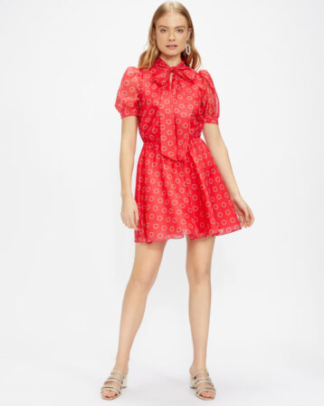 Ted Baker DOTTYY Puff sleeve mini dress Dark Pink