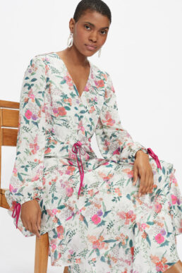 Ted Baker MILLIII Metropolis Printed Tiered Midi Dress White Multi