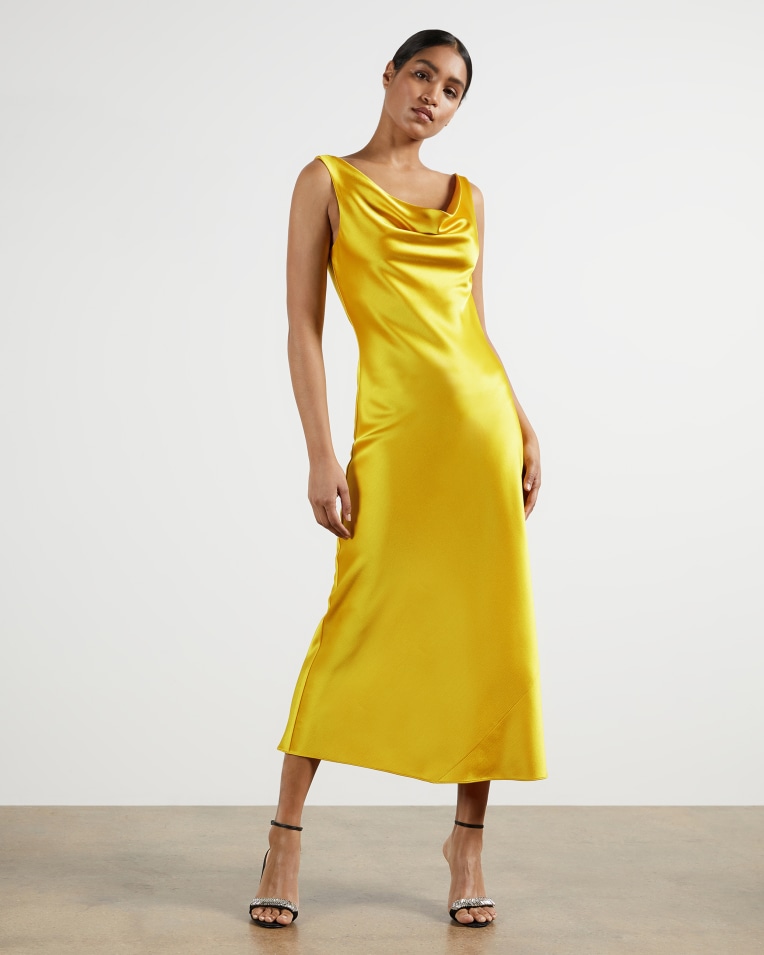 KINSEYY Cowl neck midi slip dress