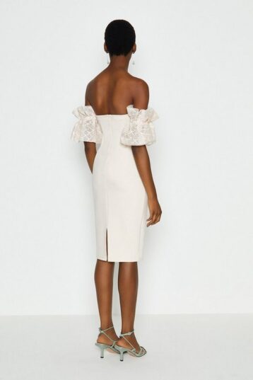 Coast Bardot Texture Sleeve Dress White