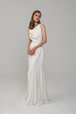 Rowley Hesselballe Mira Silk Cowl Neck Wedding Maxi Dress White