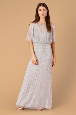 Monsoon Artisan Taylor embellished maxi dress blue grey