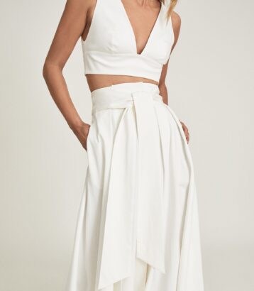 Reiss Gigi gather detailed maxi skirt, White/Cream - Image 3