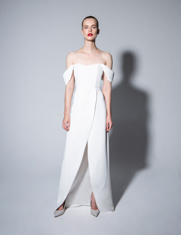 Rowley Hesselballe Aleda Bardot Wedding Maxi Dress White