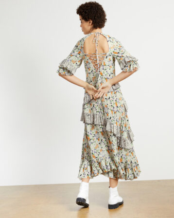 Ted Baker SCILLY Asymetric ruffle dress, Ivory/Multi - Image 2