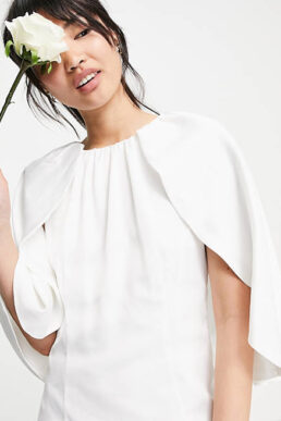Y.A.S Bridal maxi dress with cape detail in white