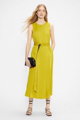 Ted Baker PLEANA Midi Pleat Dress Yellow