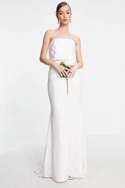 ASOS EDITION Evelyn satin bandeau wedding dress Ivory