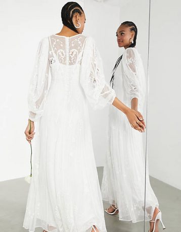 ASOS EDITION Natalia embroidered dobby maxi wedding dress, Ivory - Image 2