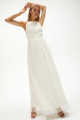 Coast All Over Pleated Maxi Dress Ivory