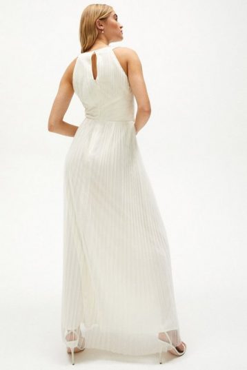 Coast All Over Pleated Maxi Dress Ivory