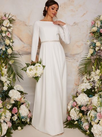 Coast Long Sleeve Bridal Wedding Dress with Embellishment in White