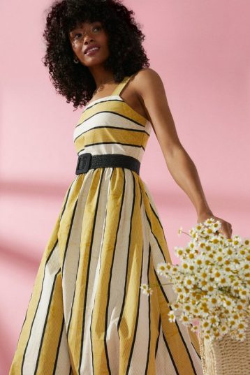 Coast Stripe Poplin Sun Dress Yellow Black Ivory