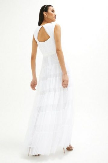 Coast Tulle Tiered Maxi Dress, Ivory - Image 2