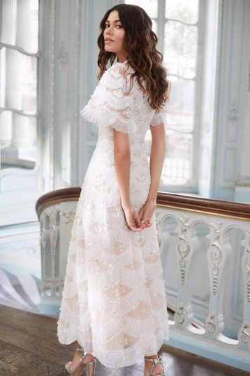 Needle & Thread Lunette Blossom Ankle Gown Ivory