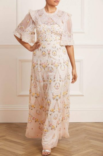 Needle & Thread Reverie Rose Gown Ivory Multi