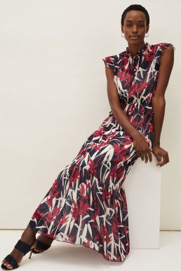 Phase Eight Ellen Palm Print Maxi Dress Multi Red White