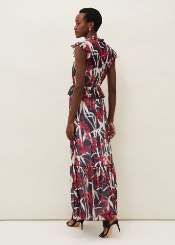 Phase Eight Ellen Palm Print Maxi Dress, Multi/Red/White - Image 2