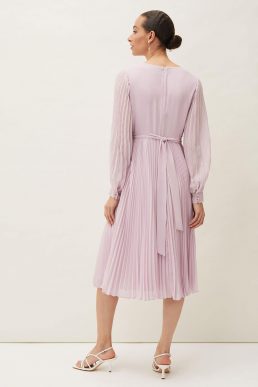 Phase Eight Elsa Pleated Midi Dress Blush Pink