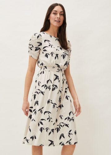 Phase Eight Keeley Floral Print Dress Ivory Black