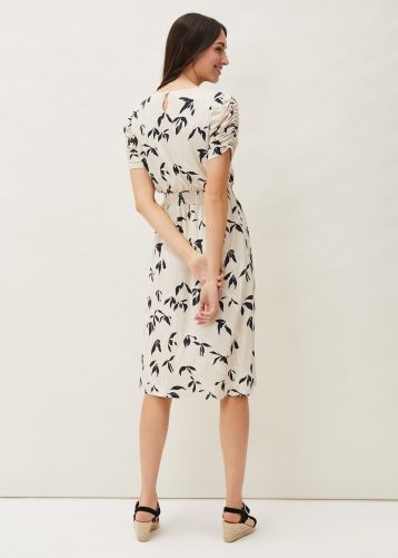 Phase Eight Keeley Floral Print Dress, Ivory/Black - Image 2
