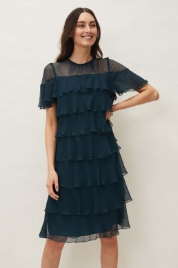 Phase Eight Nika Layered Dress Petrol Green